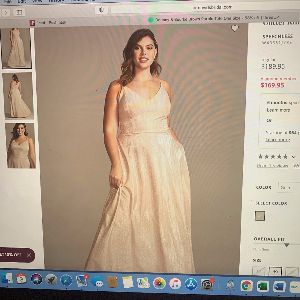 Glitter Knit Spaghetti Strap Gown with Pockets